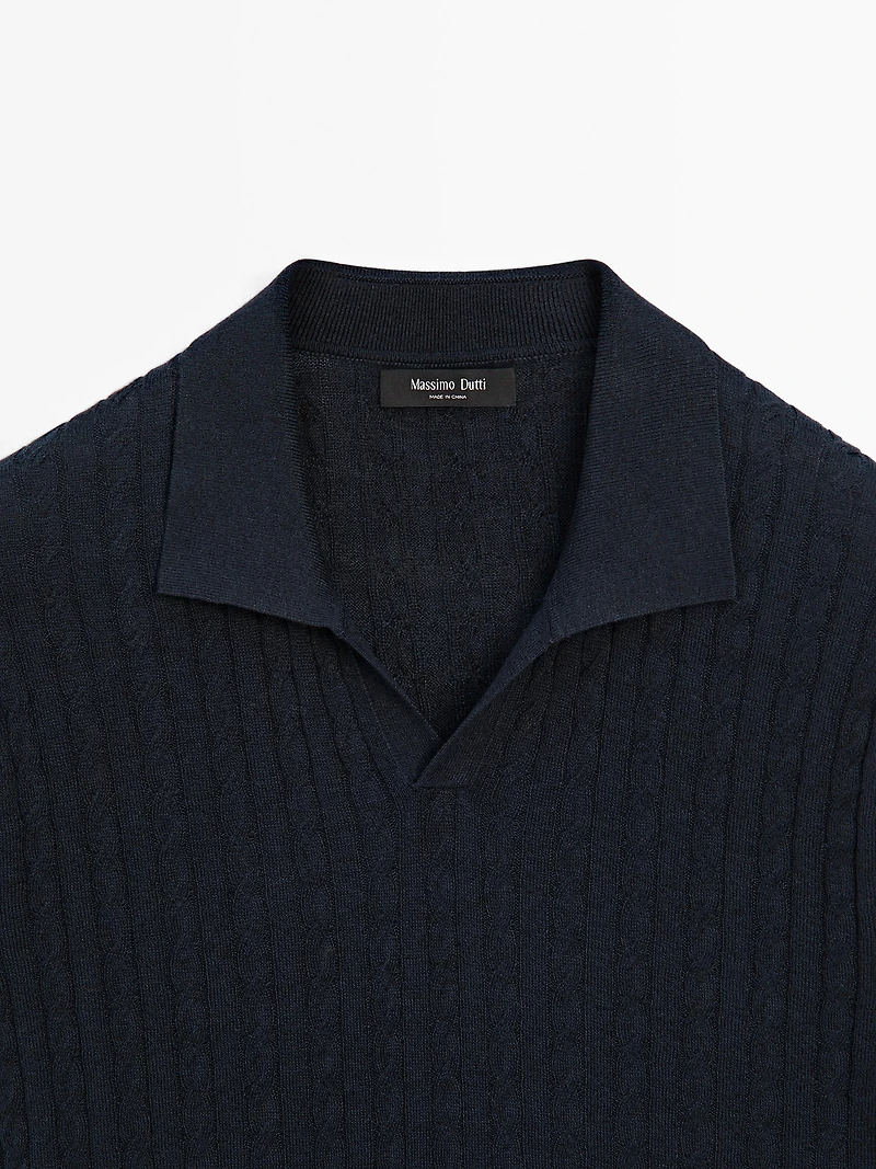 Polo en maille tressée