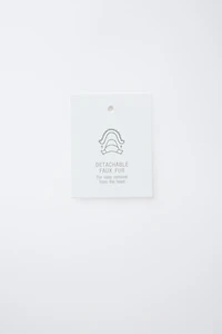 WATER-REPELLENT FEATHER DOWN PUFFER COAT WITH REMOVABLE FAUX FUR HOODIE