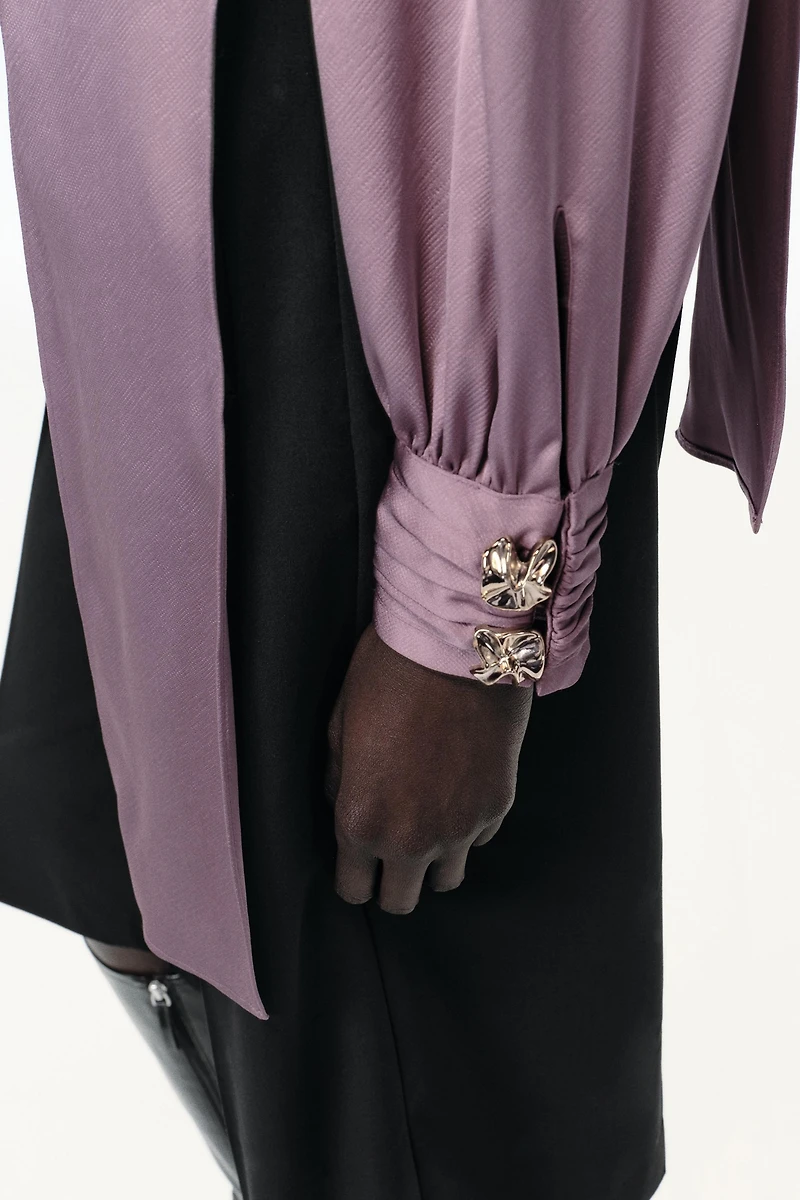 TIED SATIN EFFECT SHIRT