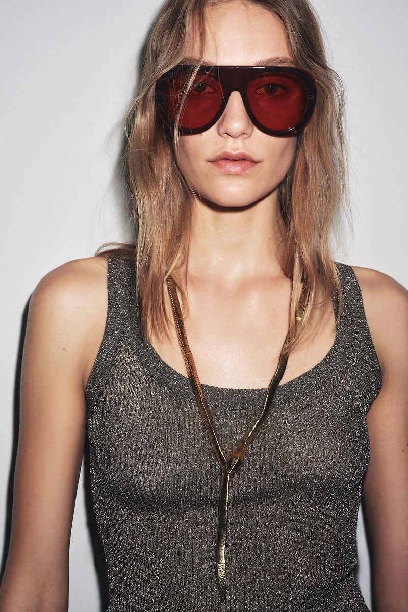 METALLIC THREAD KNIT TOP