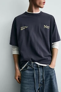 CONTRASTING TEXT PRINT T-SHIRT