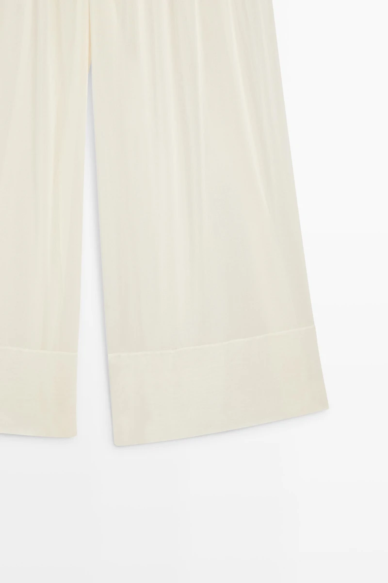 Semi-sheer flowing wide-leg pants