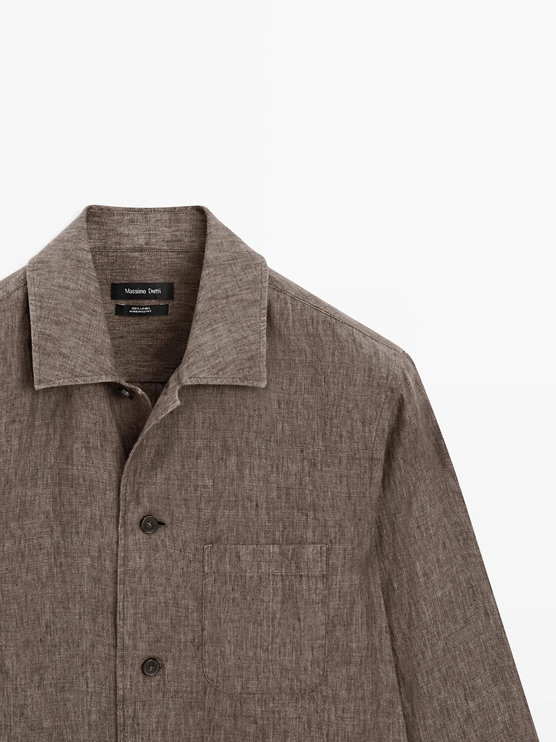 Faded linen overshirt with pocket details