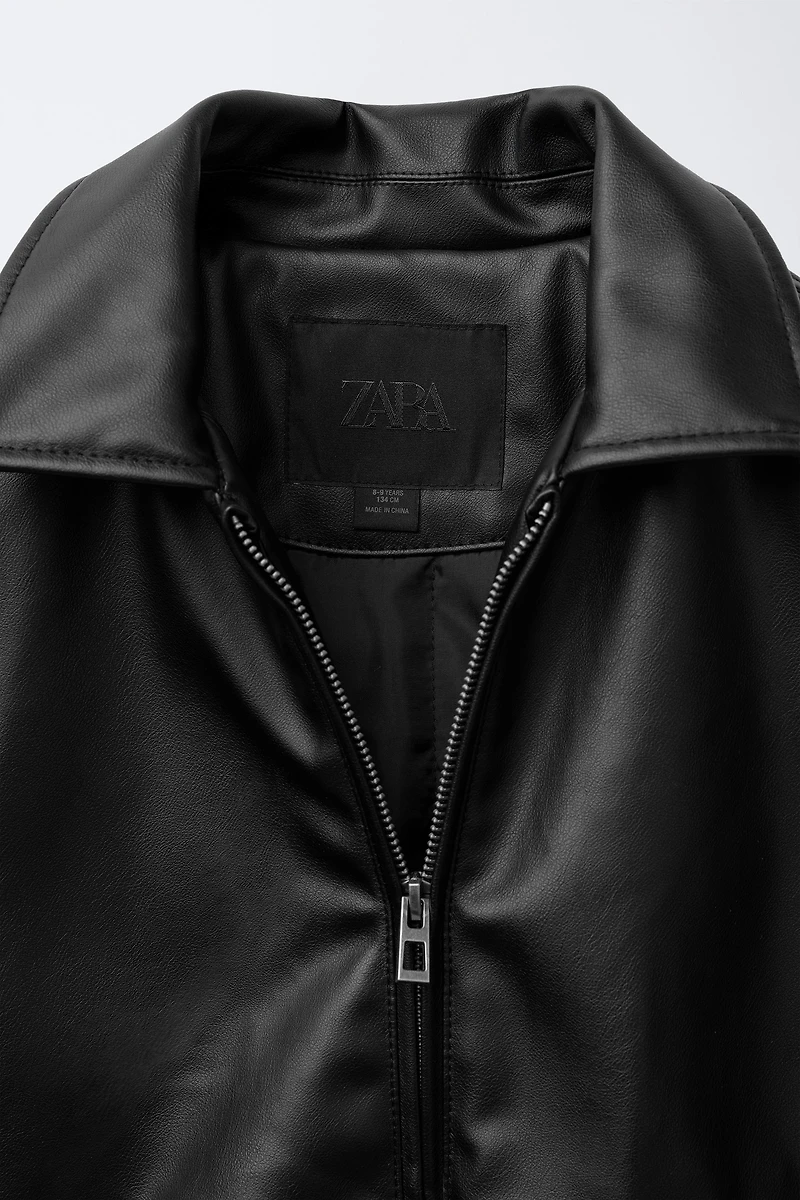 FAUX LEATHER BOMBER JACKET
