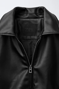 FAUX LEATHER BOMBER JACKET
