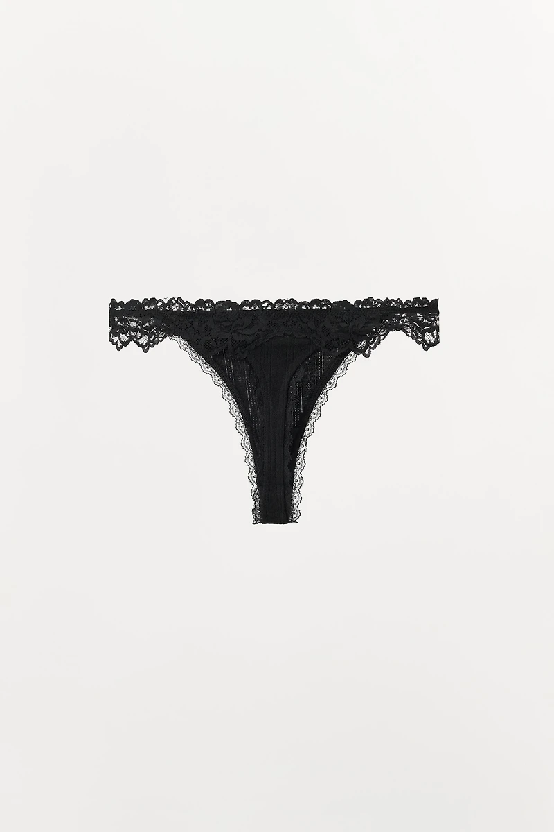 POINTELLE LACE THONG