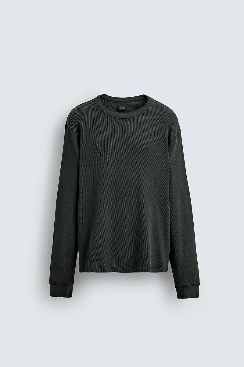 BASIC WAFFLE KNIT T-SHIRT