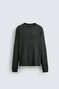 BASIC WAFFLE KNIT T-SHIRT
