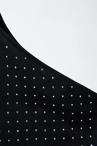 ASYMMETRIC SEAMLESS RHINESTONE T-SHIRT