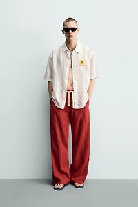 CHEMISE EN JACQUARD À RAYURES BRODÉES