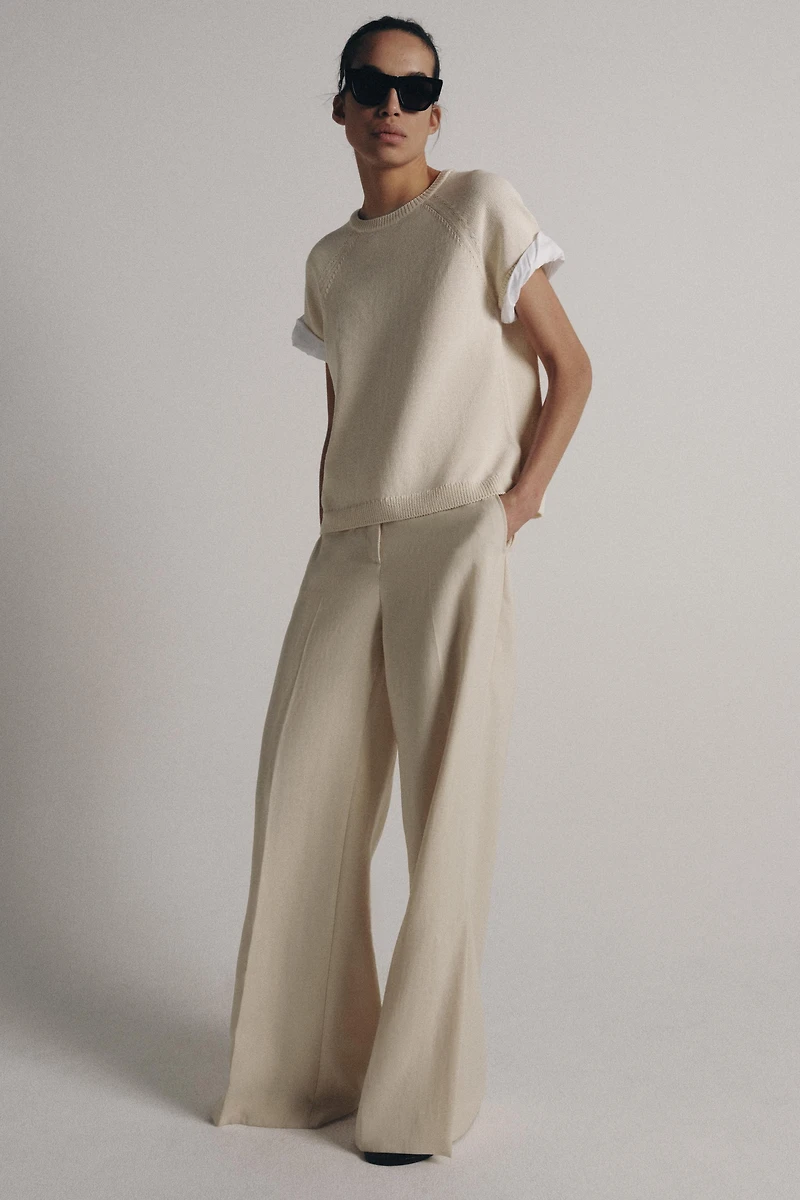PULL EN MAILLE À MANCHES REVERS BIMATIÈRE