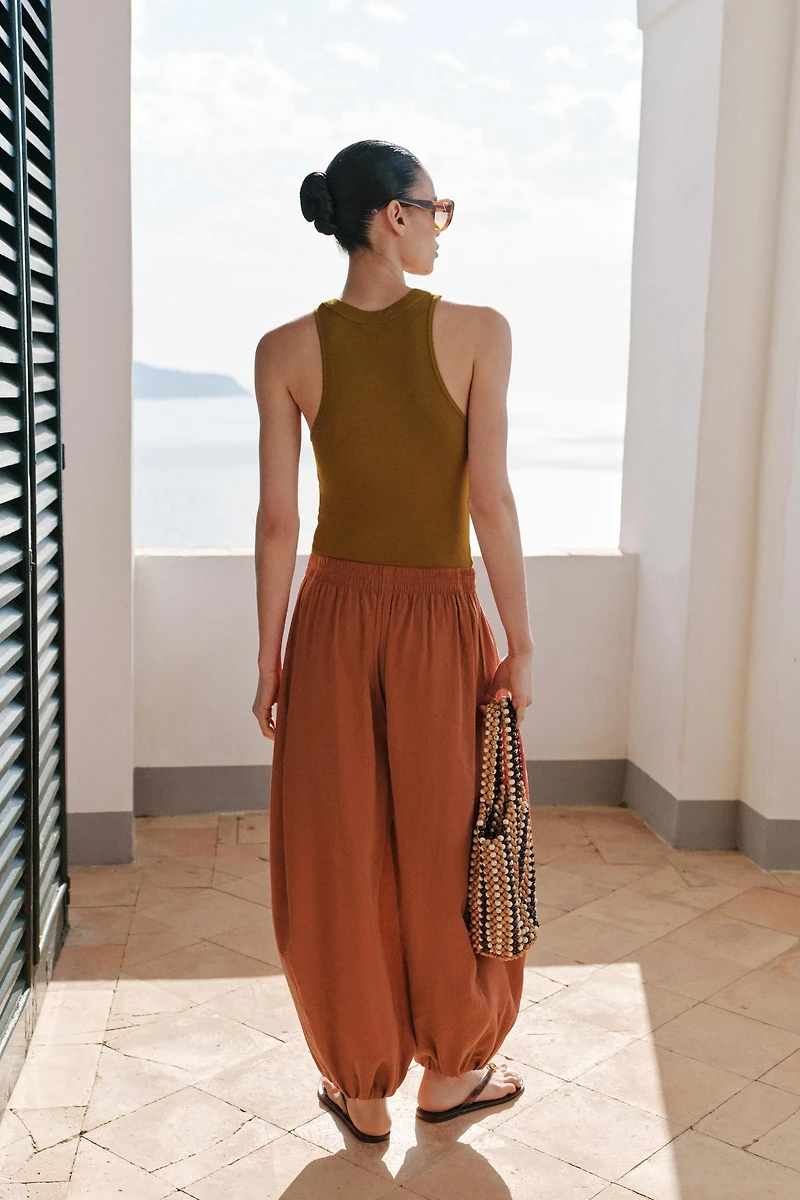 ELASTIC WAIST BALLOON PANTS