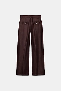100% LINEN STRAIGHT LEG PANTS