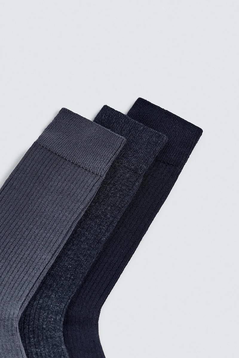 3-PACK RIBBED SOCKS