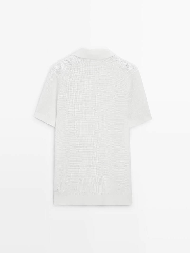 Polo en maille texturée de coton