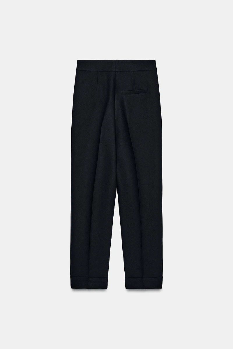 PLEATED PANTS WITH CUFFED HEM