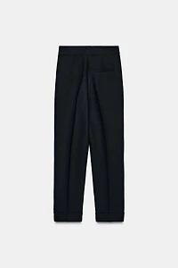 PLEATED PANTS WITH CUFFED HEM