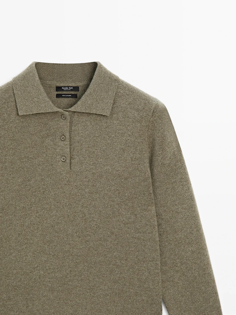 100% cashmere knit polo sweater