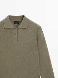 100% cashmere knit polo sweater