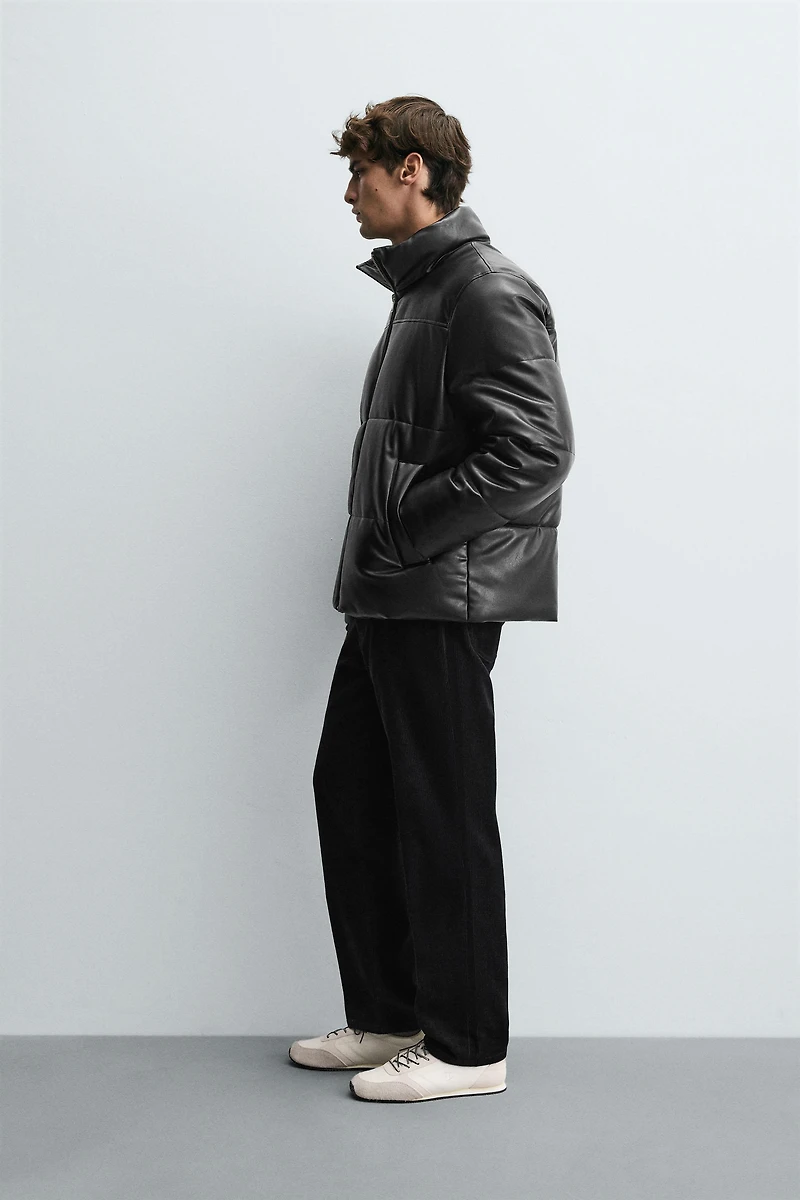 FAUX LEATHER PUFFER JACKET