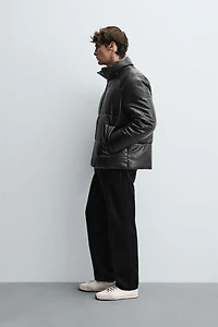 FAUX LEATHER PUFFER JACKET