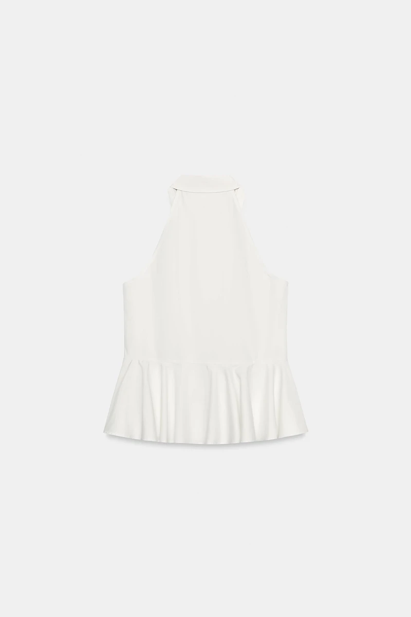 HALTER PEPLUM SHIRT