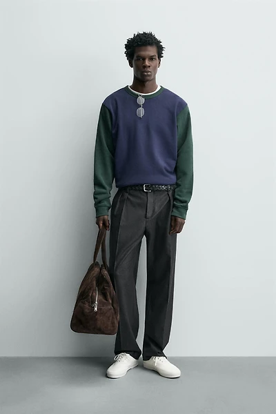 COLOR BLOCK CREWNECK SWEATSHIRT