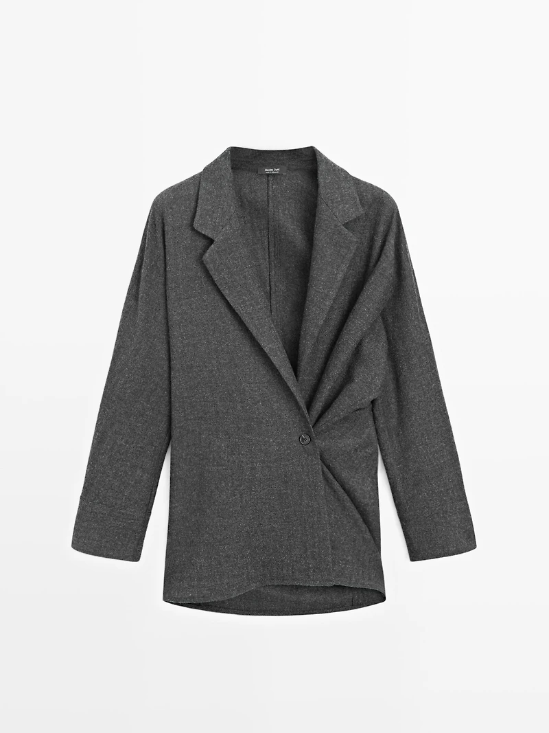 Textured 100% wool overshirt