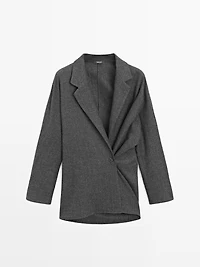 Textured 100% wool overshirt