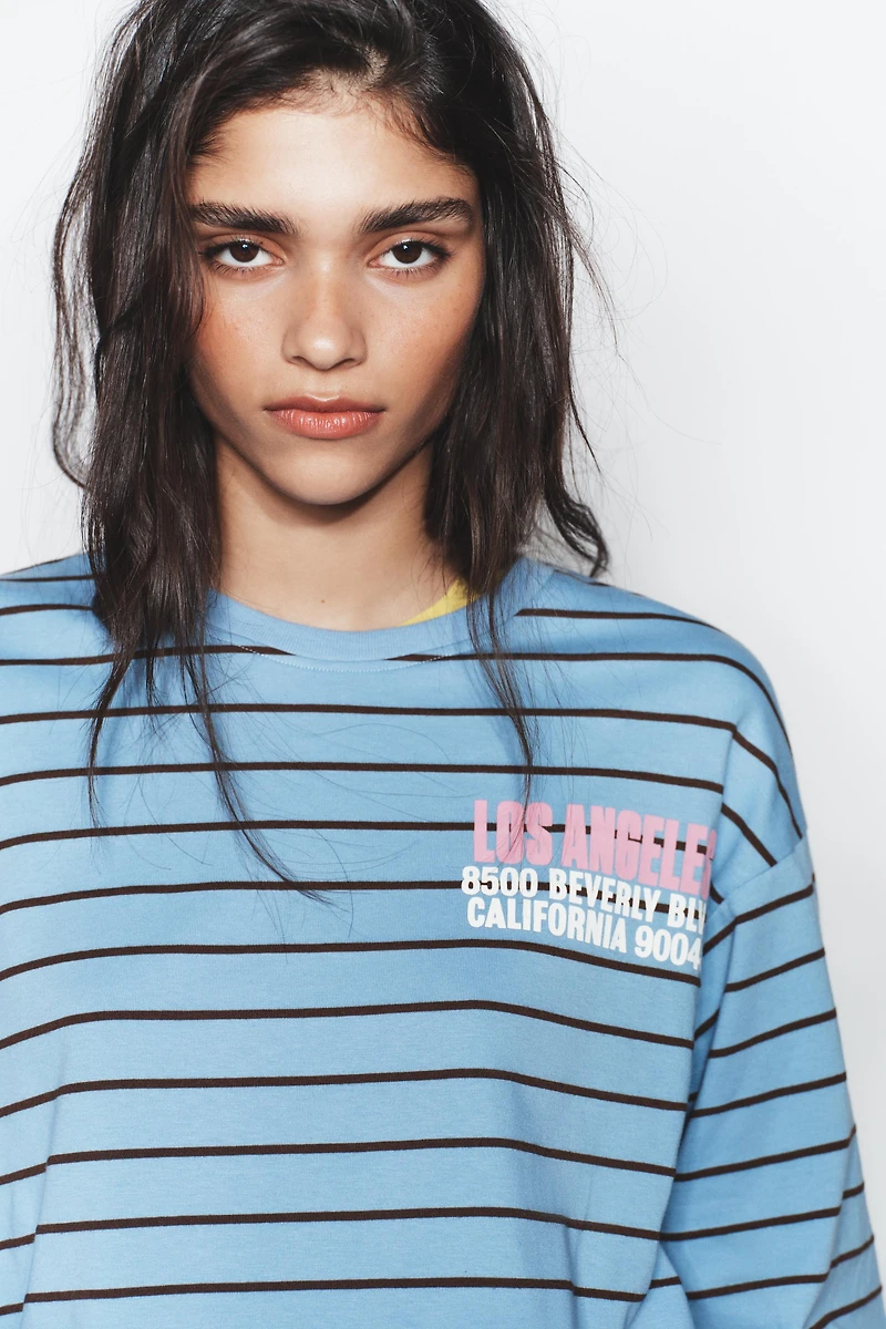 STRIPED TEXT T-SHIRT