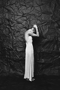 METALLIC THREAD MIDI DRESS