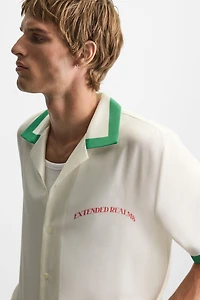 CONTRAST STRIPE SATIN SHIRT