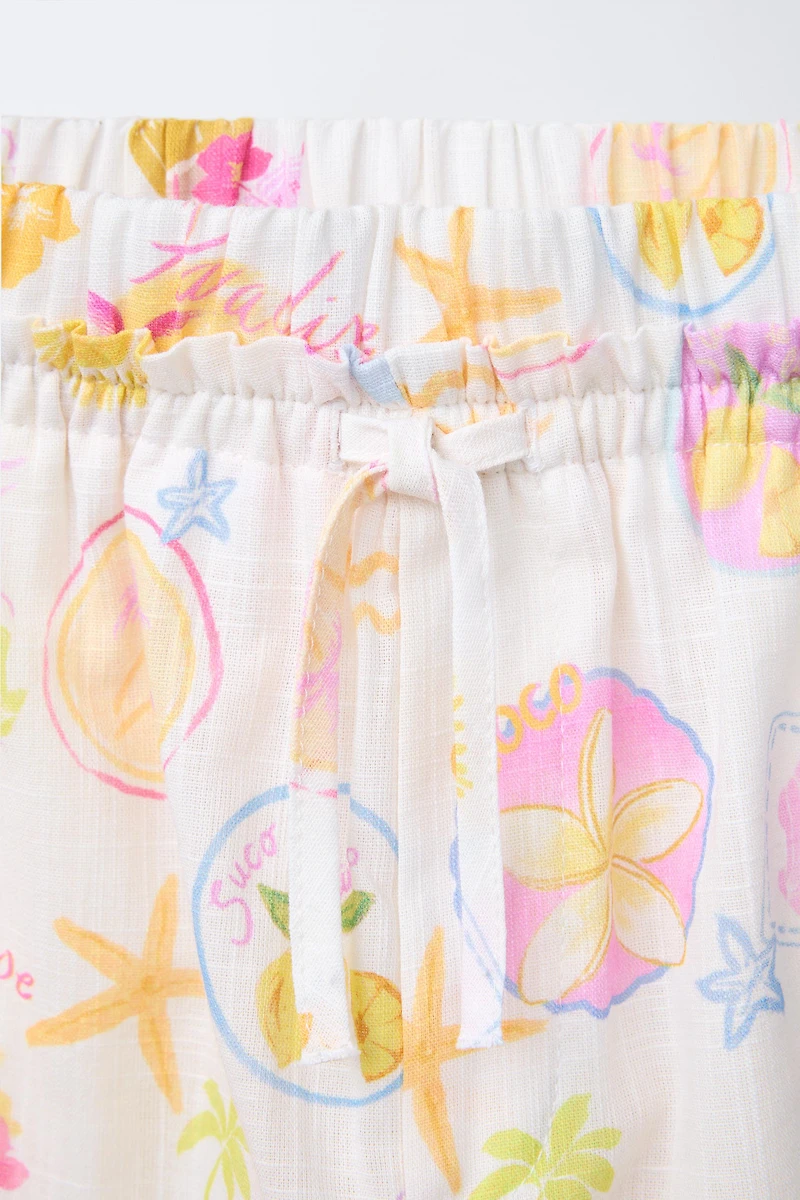 PANTALON DROIT IMPRIMÉ PLAGE