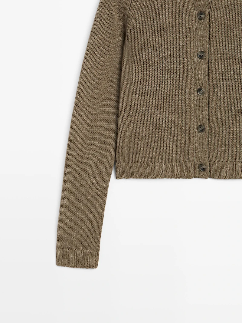 Cardigan à manches raglan 100 % laine