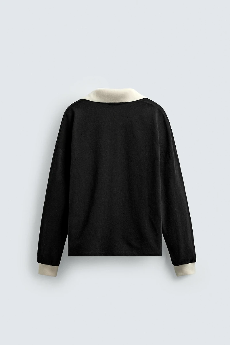 COTTON HEMP POLO SWEATSHIRT