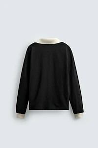 COTTON HEMP POLO SWEATSHIRT