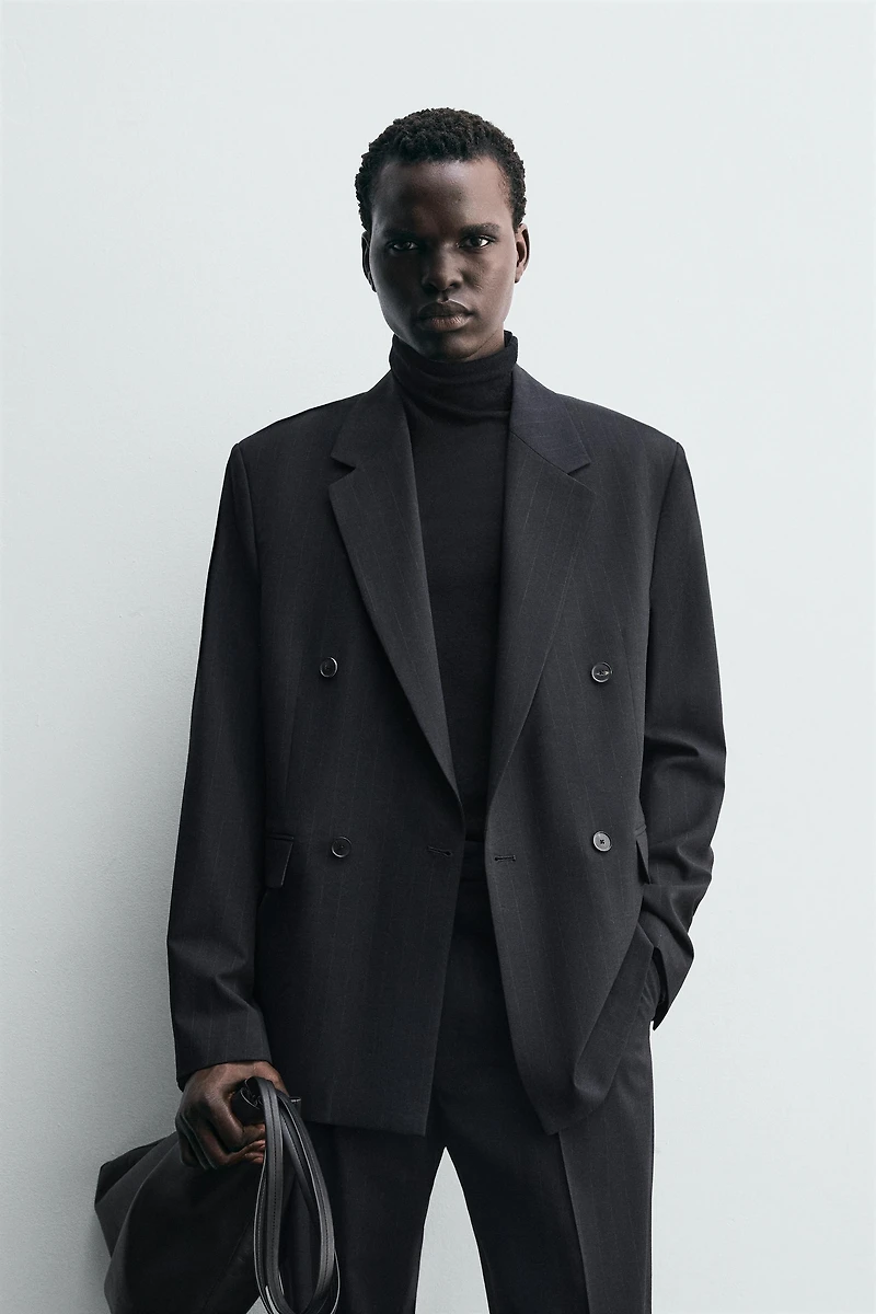 VESTE DE COSTUME À BOUTONNAGE CROISÉ ET RAYURES TENNIS