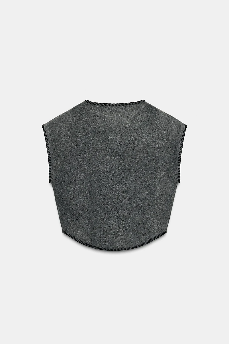 CONTRAST TOPSTITCH KNIT VEST