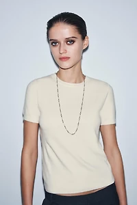 SHORT SLEEVE SOFT-TOUCH KNIT JUMPER