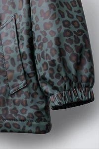 ANIMAL PRINT RUBBERIZED WATER-RESISTANT RAINCOAT