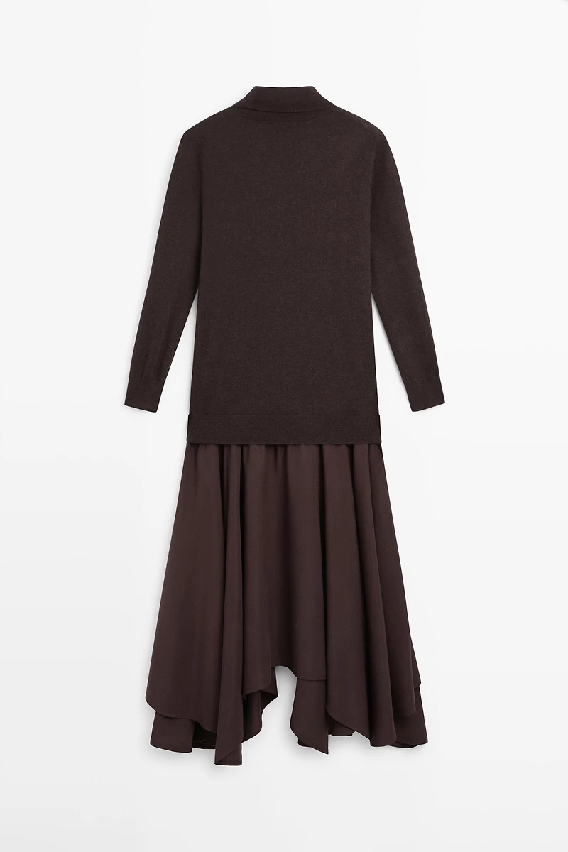 Robe laine maille bi-matière
