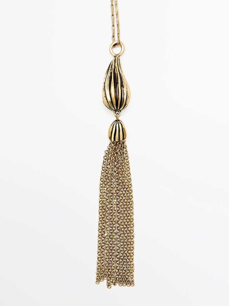 Pendentif long cacao houppe