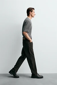 TEXTURED STRAIGHT FIT PANTS