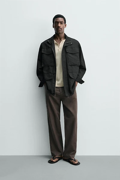 WASHED UTILITY POCKET OVERSHIRT