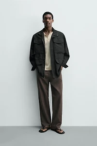 WASHED UTILITY POCKET OVERSHIRT