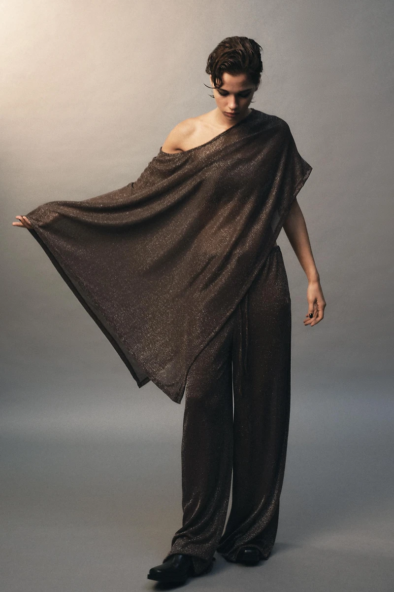 METALLIC THREAD PALAZZO PANTS