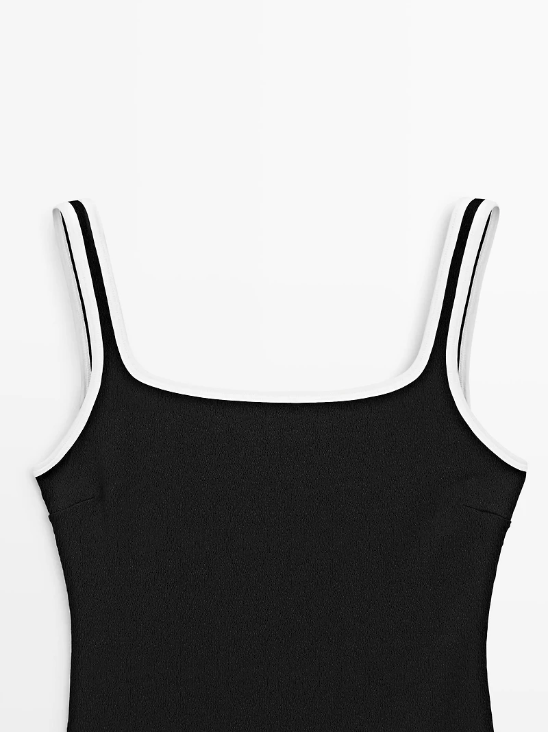 Contrast texture swimsuit