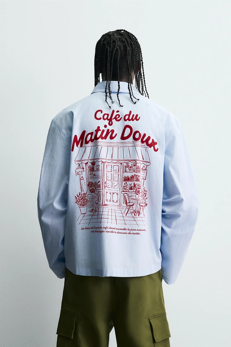 STRIPED GRAPHIC PRINT SHIRT