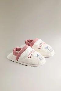 CHILDREN'S TERRYCLOTH BATHROOM SLIPPERS WITH BOW