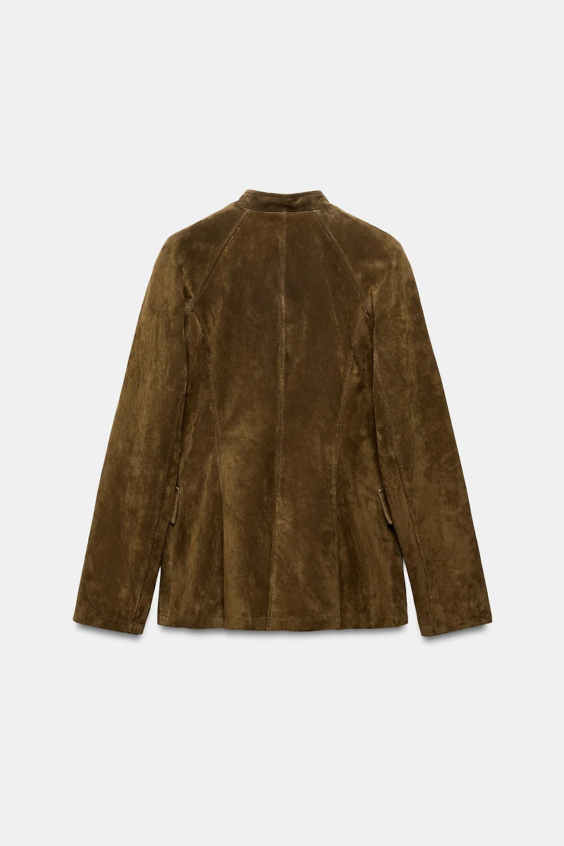 100% SUEDE LEATHER FITTED JACKET